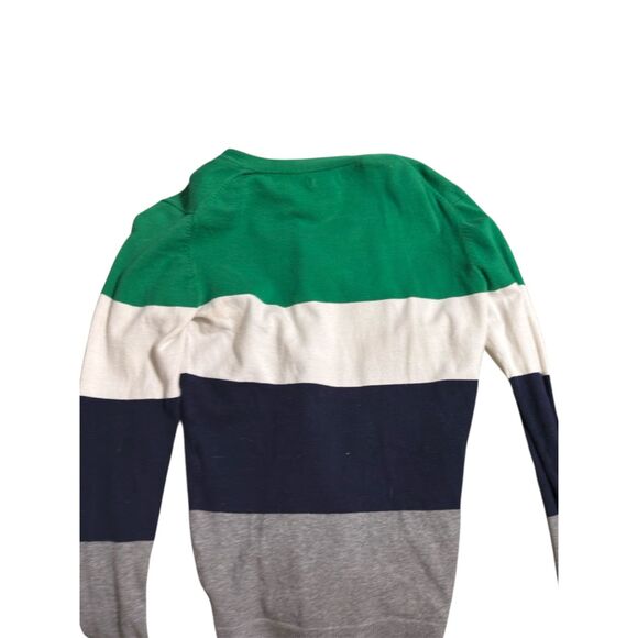 Striped Colorblock Women's Fitted Cardigan Merona Size XS Green White Navy Grey - Picture 4 of 4